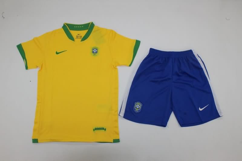 Brazil 2006 Kids Home Soccer Jersey And Shorts