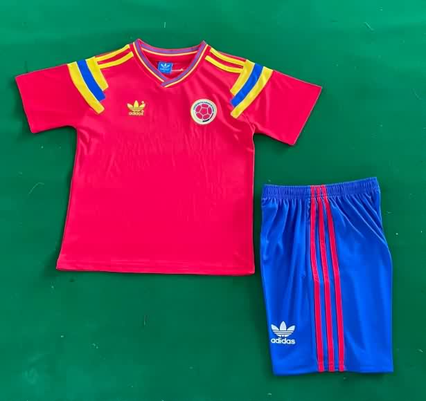 Colombia 1990 Kids Away Soccer Jersey And Shorts