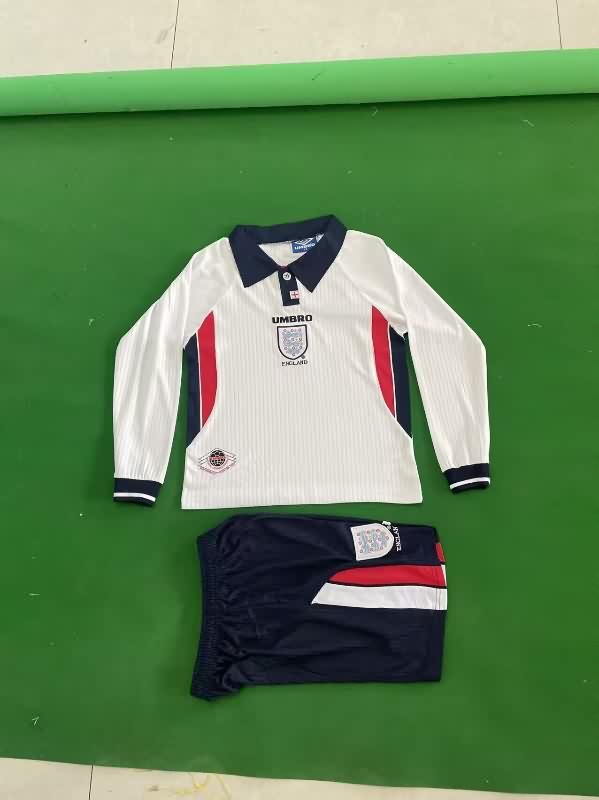 England 1998 Kids Home Long Sleeve Soccer Jersey And Shorts