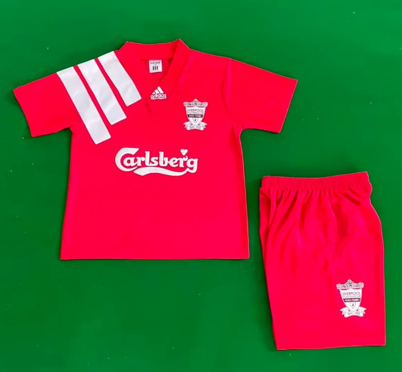 Liverpool 1992/93 Kids Home Soccer Jersey And Shorts