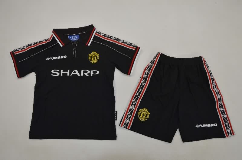 Manchester United 1999 Kids Black Soccer Jersey And Shorts