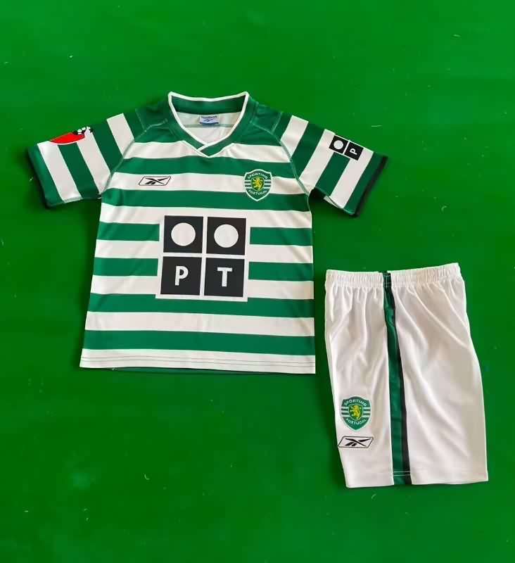 Sporting Lisbon 2003/04 Kids Home Soccer Jersey And Shorts