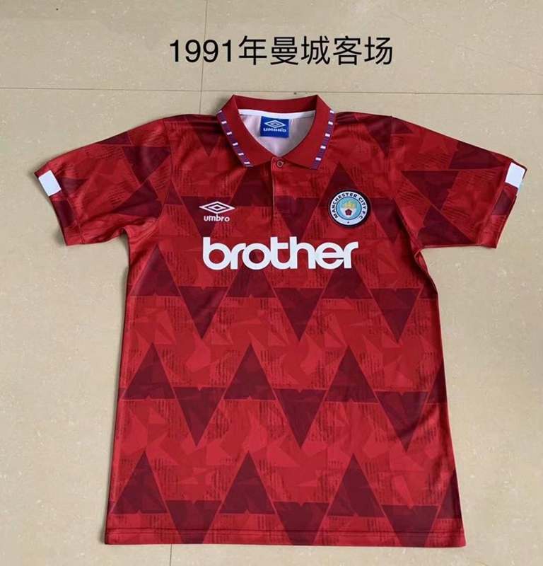 AAA(Thailand) Manchester City 90/92 Away Retro Soccer Jersey