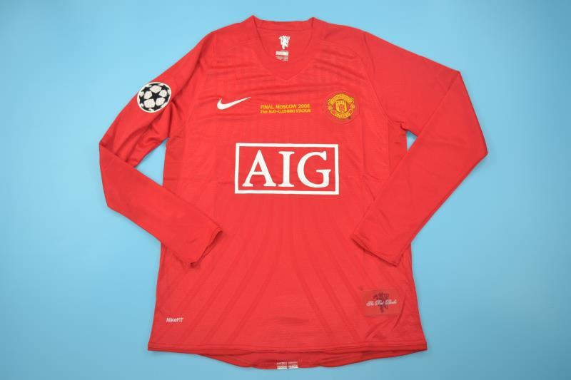 AAA(Thailand) Manchester United 07/08 Home LS Retro Final Jersey