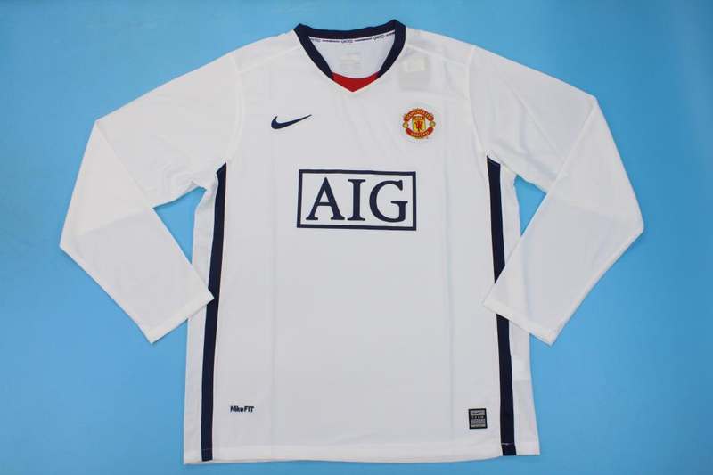 AAA(Thailand) Manchester United 08/09 Away Long Sleeve Retro Soccer Jersey