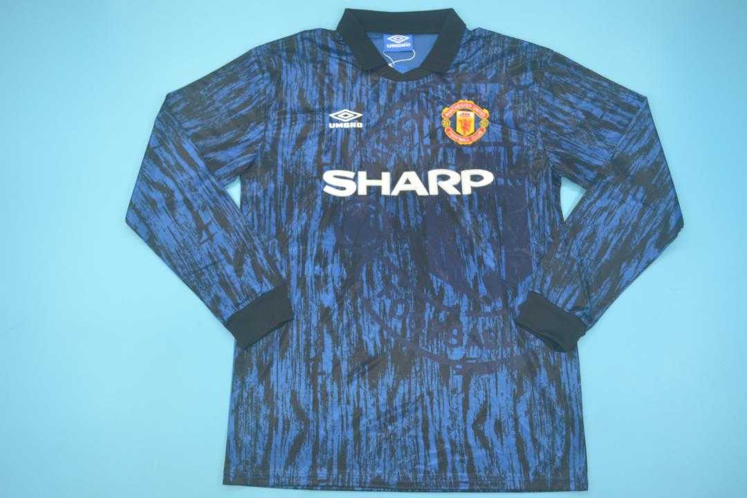 AAA(Thailand) Manchester United 92/93 Away Blue Long Jersey