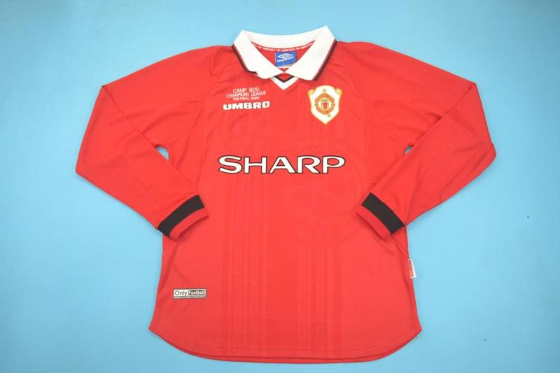AAA(Thailand) Manchester United 98/99 UCL Home Long Soccer Jersey