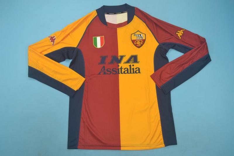 AAA(Thailand) Roma 2001/02 Home Long Retro Soccer Jersey