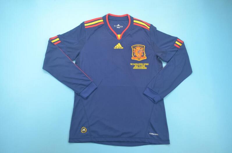 AAA(Thailand) Spain 2010 Away Retro Final L/S Soccer Jersey